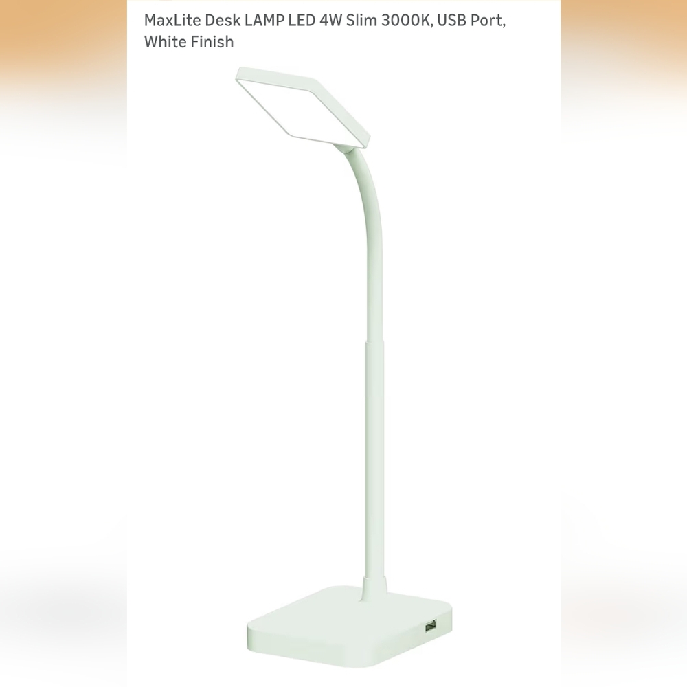 White LED Desk Lamp with USB Port